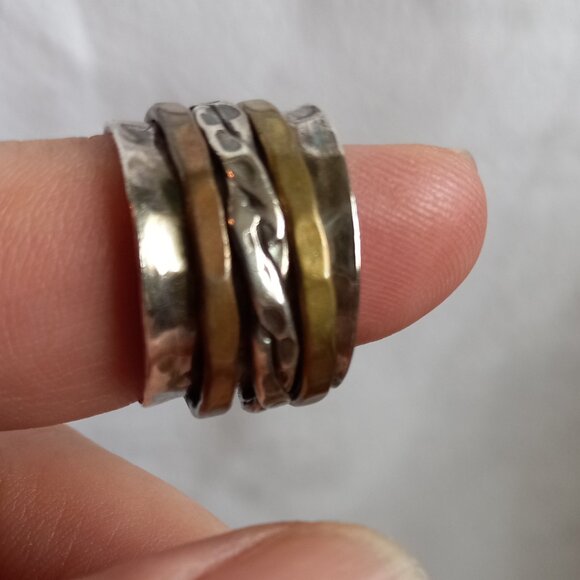 Handmade Spinner Mixed Metal Ring - Picture 2 of 6
